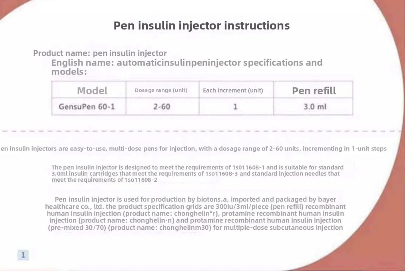 Chonghelin M30 Fully Automatic Insulin Pen Injector – Home Diabetes Use, Compatible with Bayer Pen(Reusable, Easy Operation)