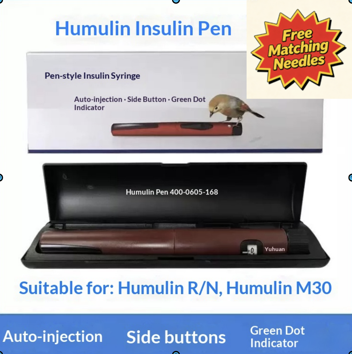Chonghelin M30 Fully Automatic Insulin Pen Injector – Home Diabetes Use, Compatible with Bayer Pen(Reusable, Easy Operation)
