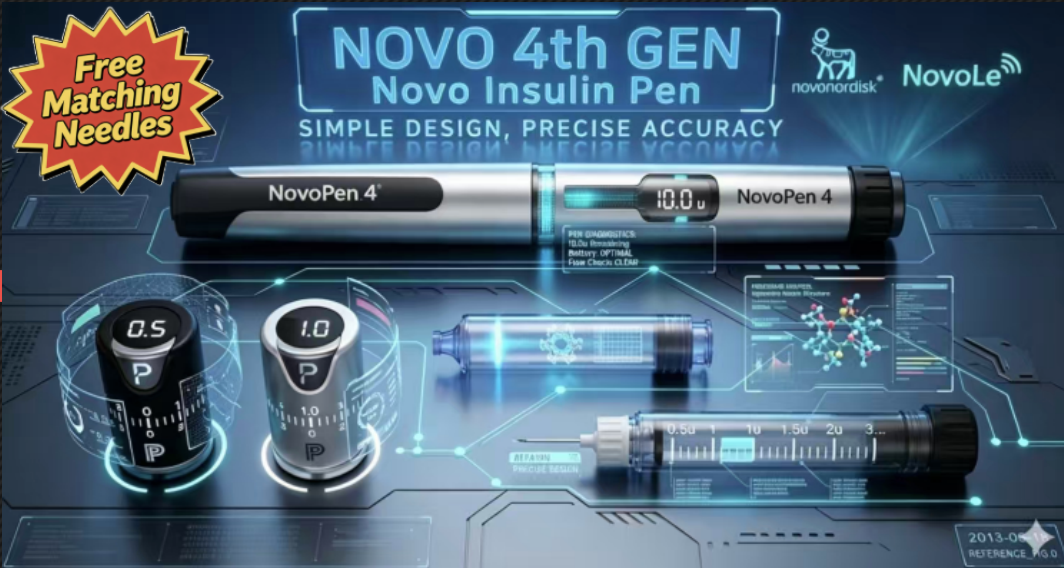 NovoPen4 Insulin Injection Pen for Diabetes Management Resusable Smart Blood Sugar Monitor Device Accurate Diabetic Delivery Pen