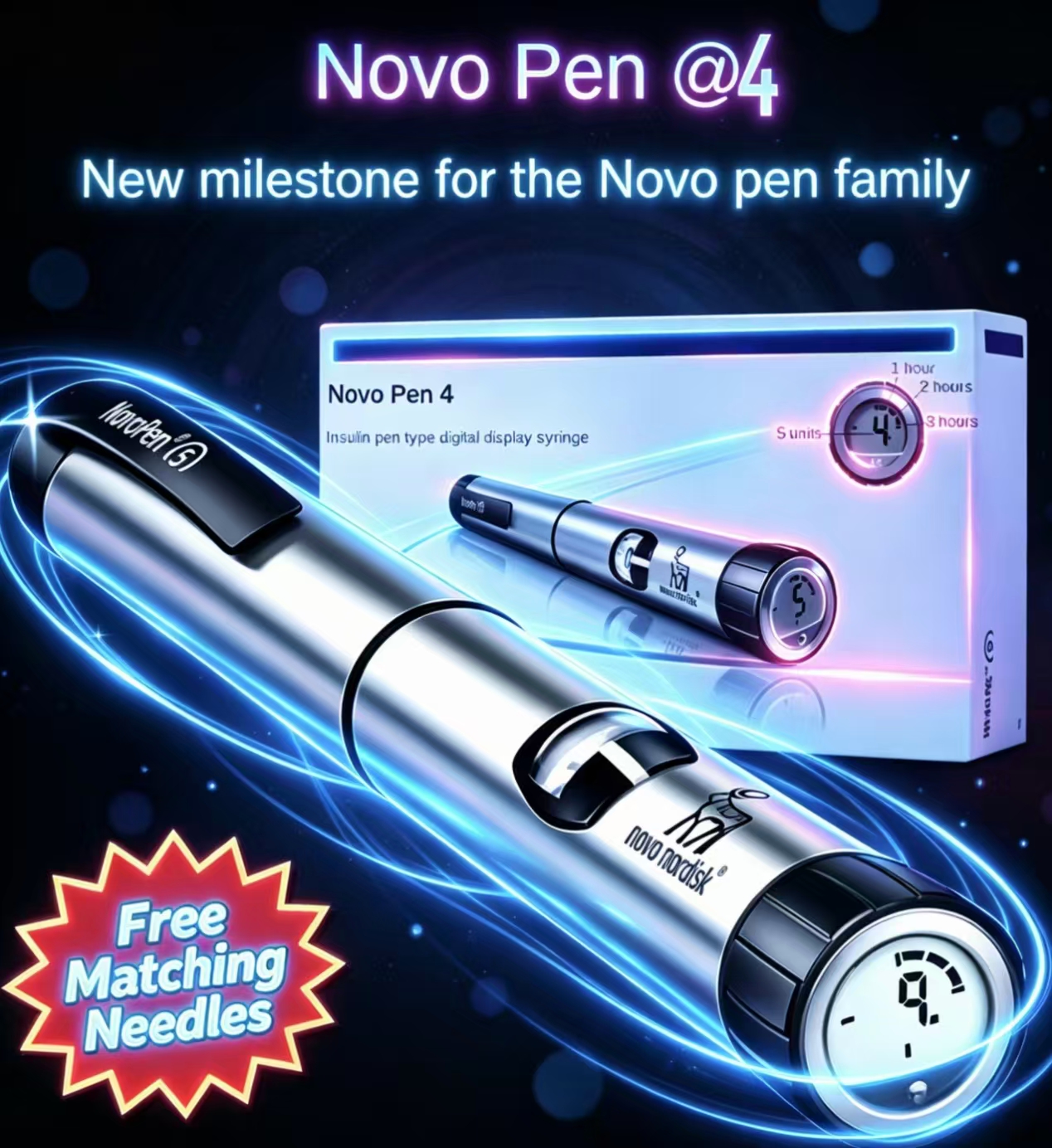 NovoPen4 Insulin Injection Pen for Diabetes Management Resusable Smart Blood Sugar Monitor Device Accurate Diabetic Delivery Pen