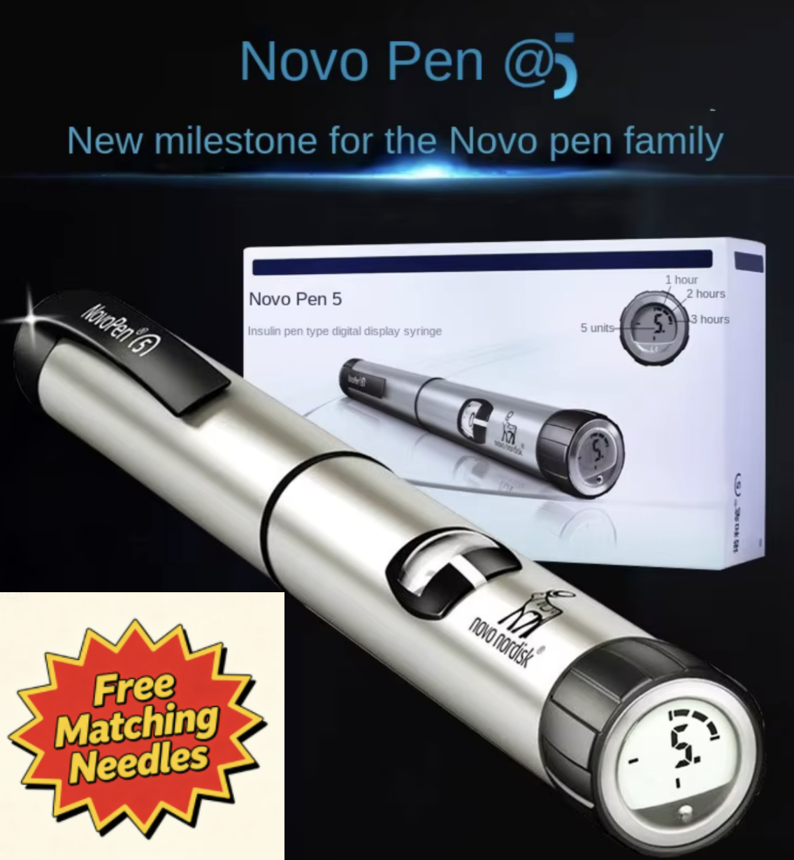 NovoPen 5 insulin pen – digital display, reusable, imported medical equipment from Novo Nordisk