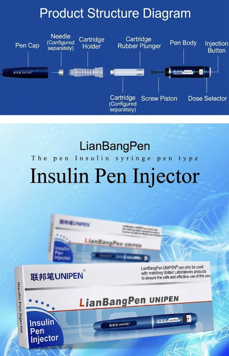 UNIPEN Insulin/Tirzepatide/peptides Pen Injector-Reusable Medical Injector for Diabetic, Compatible with Standard 3ml Cartridges